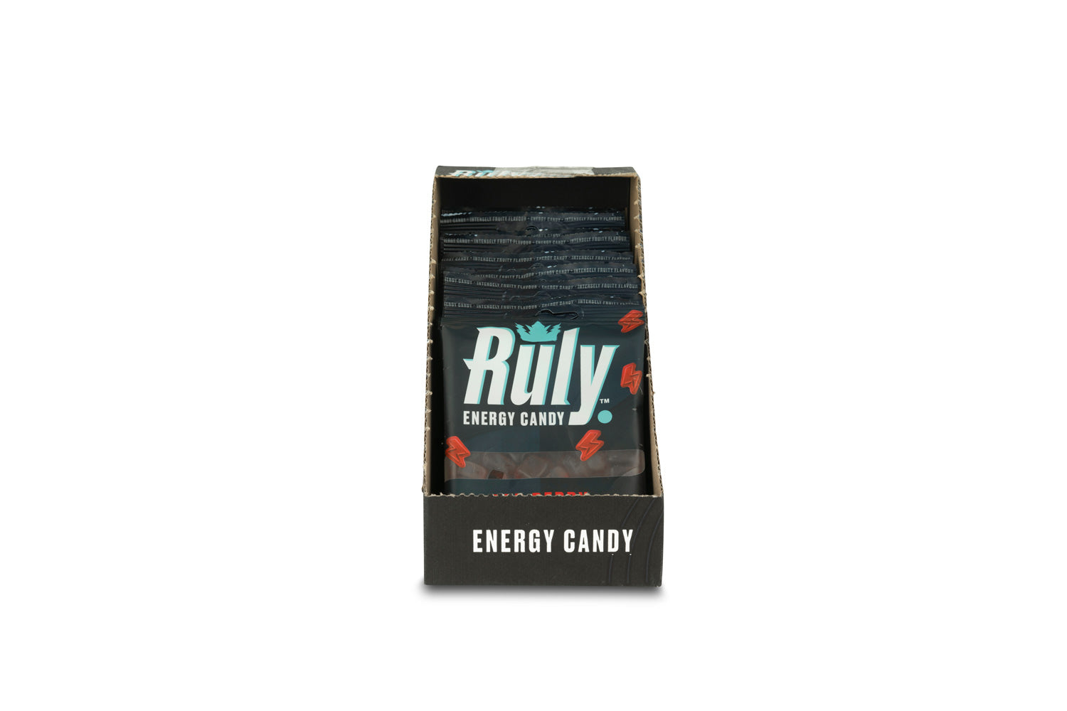 Red Berry Gummy Sweets Open Case Front - Ruly Energy Candy